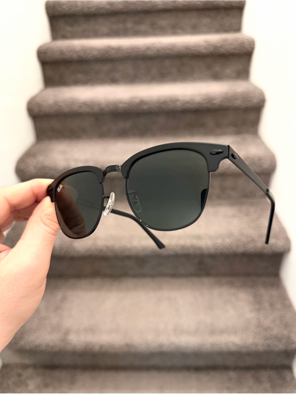NEW Ray -Ban Metal Clubmaster RB3716 3716 Black Gray Lens 51/21